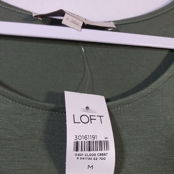 LOFT Solid Green Short Sleeve Casual Oversized Stretch Pullover Shirt Size M - Picture 4 of 8